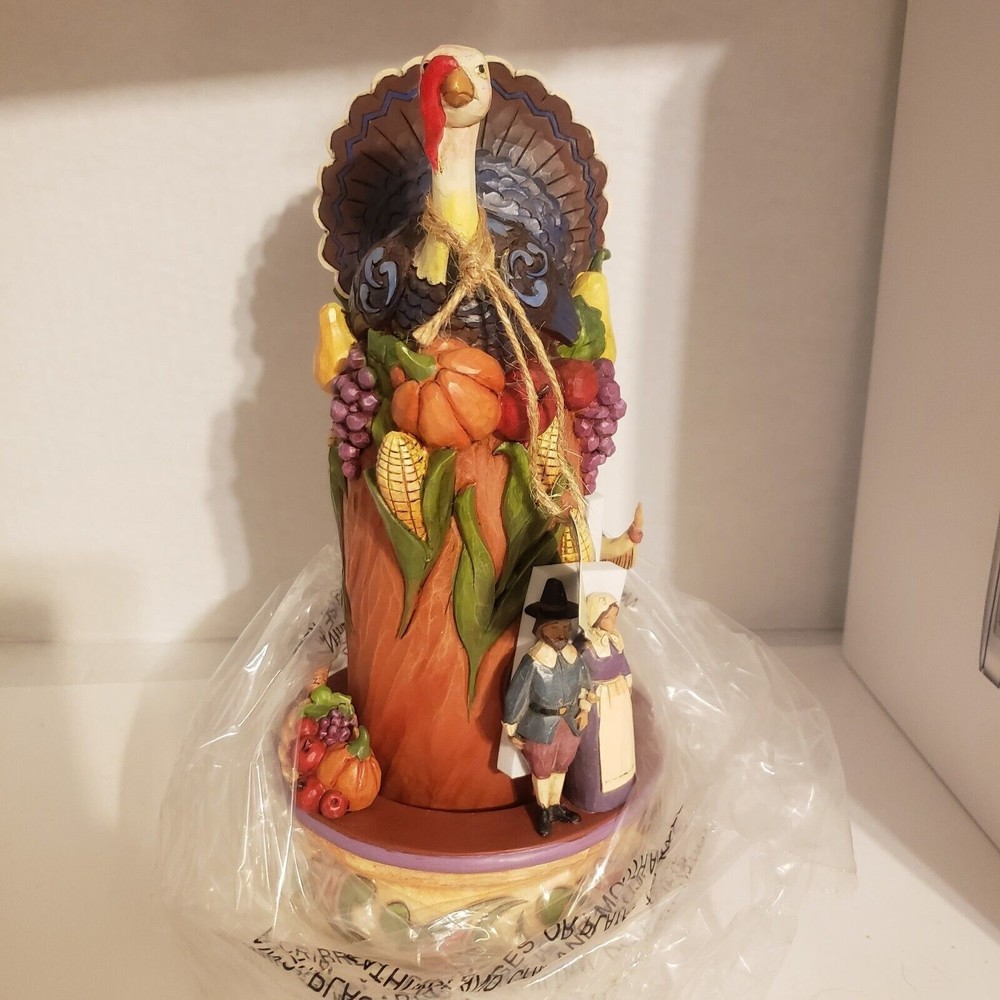 Jim Shore “Gather And Be Grateful” Turkey Moveable Pilgrims Indians #4053598